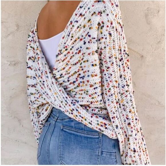 EXCELLENT CONDITION AMOLI MULTICOLOR CONFETTI KNOT TWIST SWEATER MEDIUM/LARGE - Picture 4 of 11